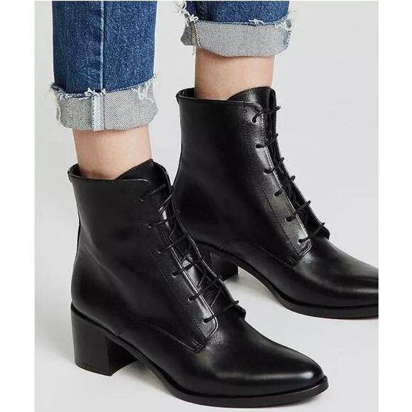 Freda Salvador ACE LACE UP BOOT - Black calf skin - Picture 1 of 10